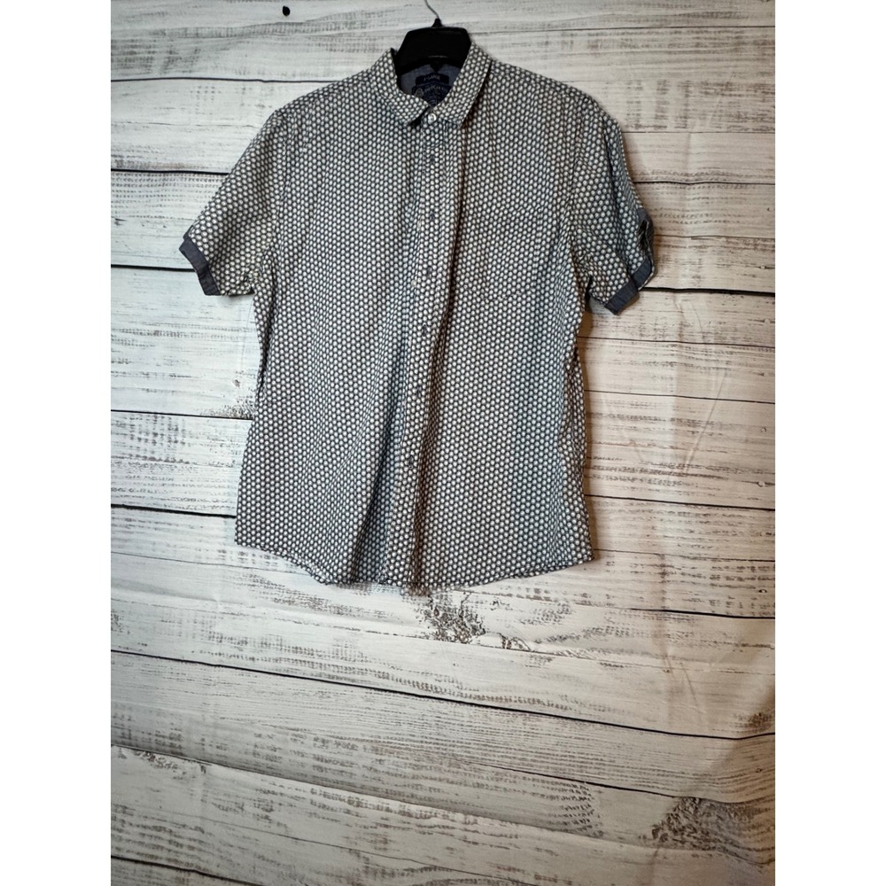 American Rag Mens XL Short Sleeve Button Down Shirt Navy White Sunburst Print